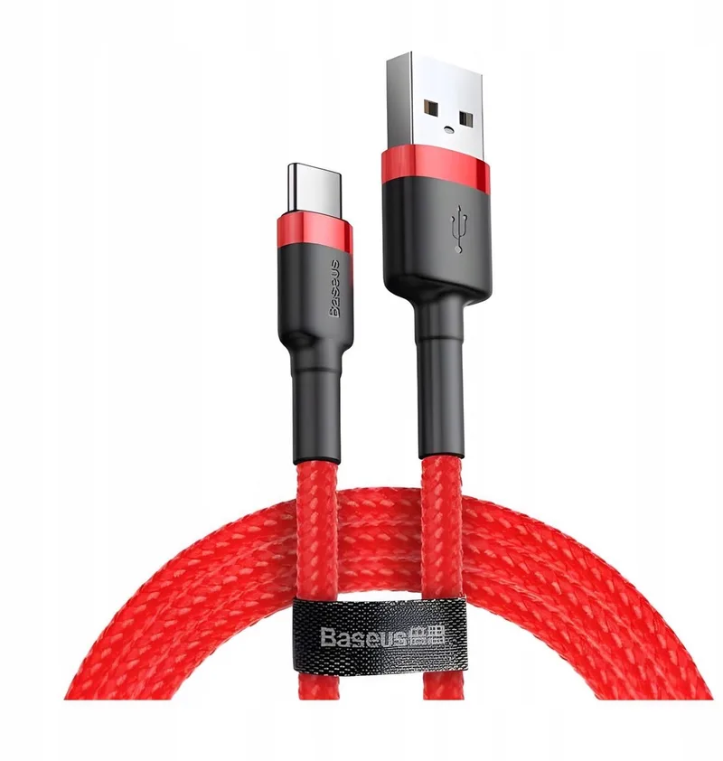 Cafule Serie - USB-C Kabel - 2m - Nylon - Snel Laden von Baseus in Rot – Produktfoto