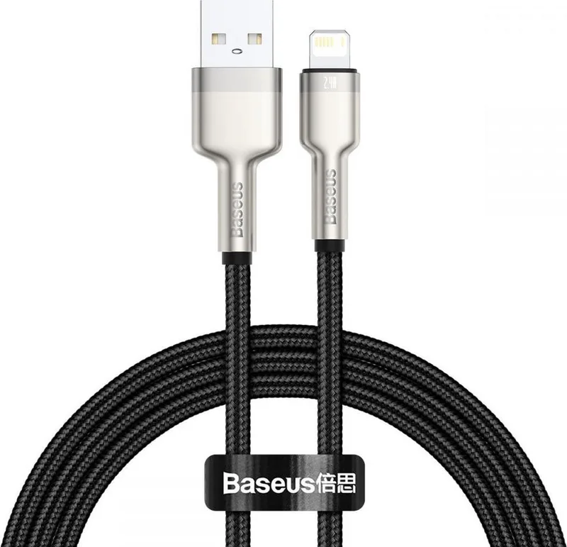 Cafule - Series Metalen Data USB-A/Lightning 2.4A kabel 1m von Baseus in Schwarz – Produktfoto