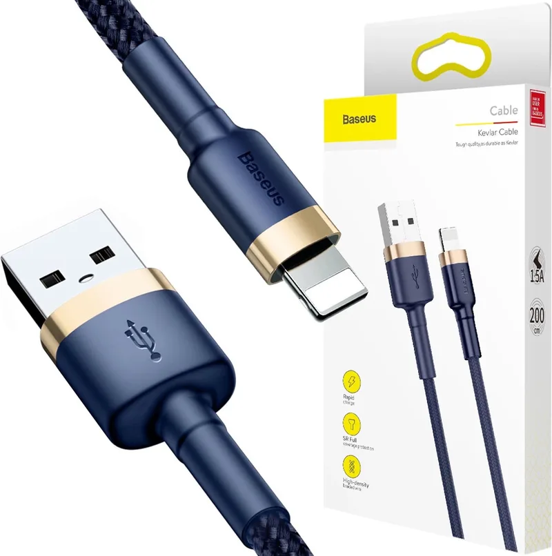 Cafule - USB-A/Lightning 2.4A QC 3.0 kabel - 1 - m - blauw-goud by Baseus in Blue – product photo