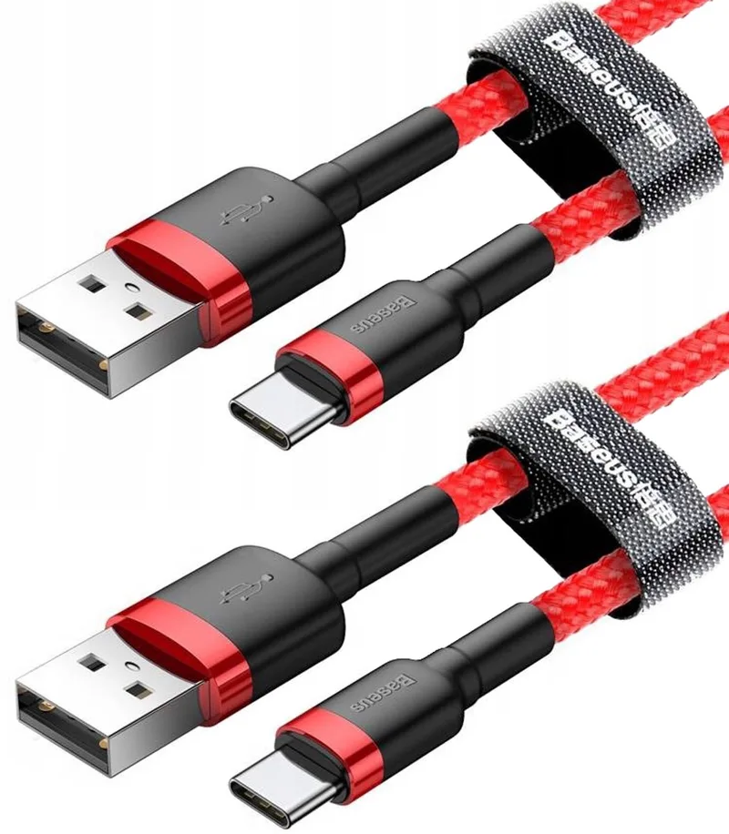 Cafule USB-A naar USB-C kabel 2m 2A QC3.0 Rood (2 taps) by Baseus – product photo