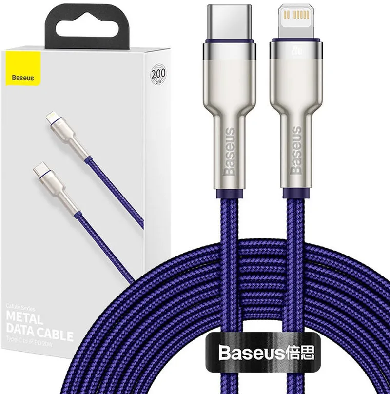 Cafule Usb-C Naar Lightning-Kabel, 20W, 2M (Paars) von Baseus in Transparent – Produktfoto