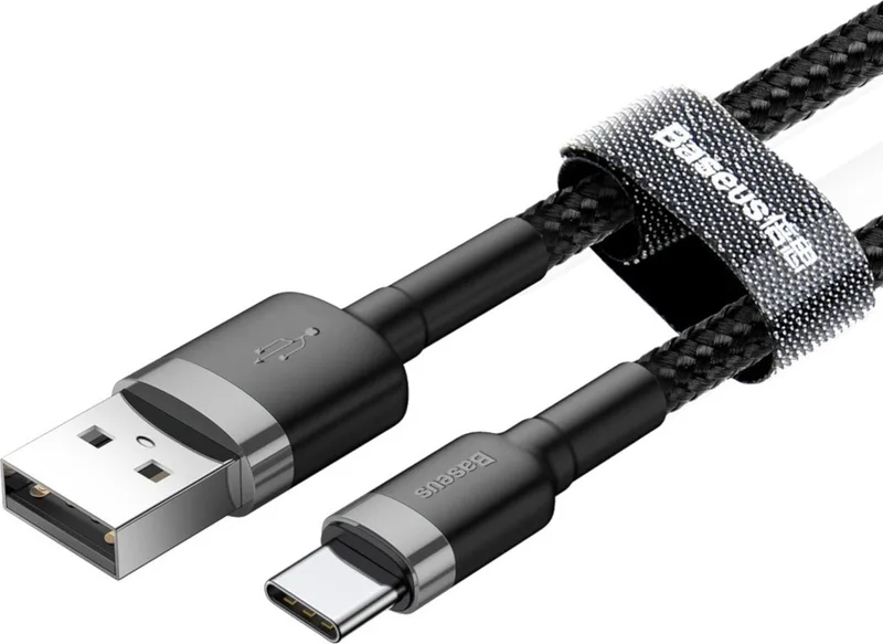 Cafule USB Kabel naar USB C 3 meter - 2A - Fast Charge - gewoven by Baseus in Black – product photo