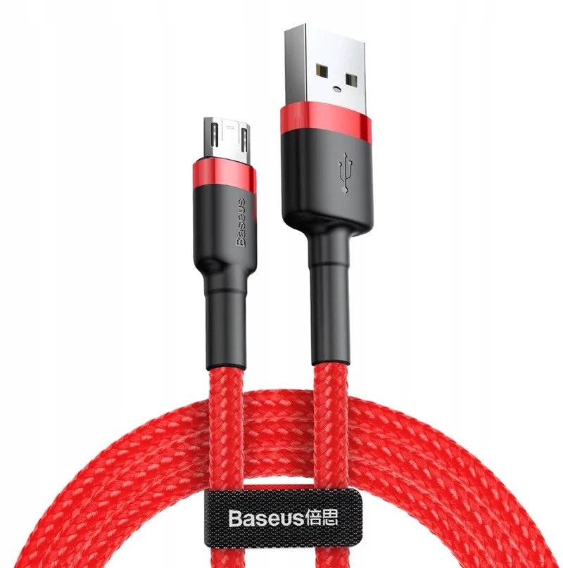Cafule USB naar Micro USB Kabel QC 3.0 2.4A 0.5M de Baseus en Rouge – photo produit