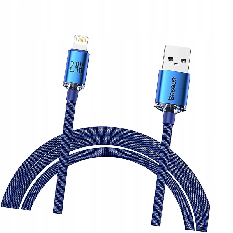 Crystal Shine Lightning Kabel 2.4A 2m Blauw - Snel Laden & Data van Baseus – productfoto