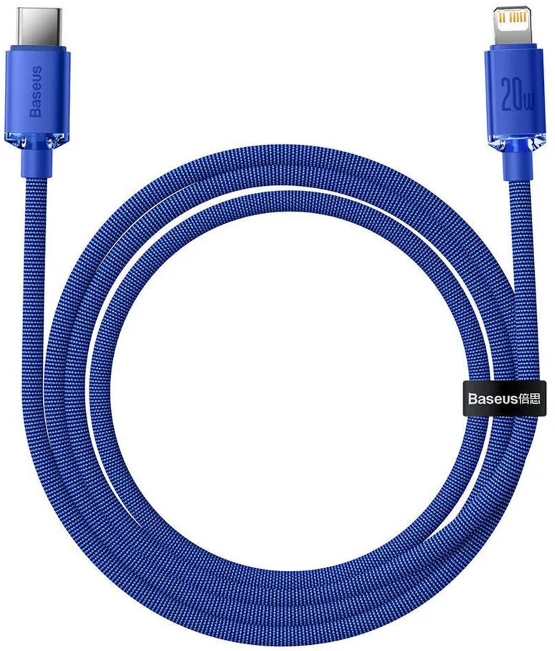 Crystal - Shine Series kabel USB-kabel voor snel opladen en gegevensoverdracht USB Type C - Lightning 20W 1,2m - (CAJY000203) by Baseus in Blue – product photo