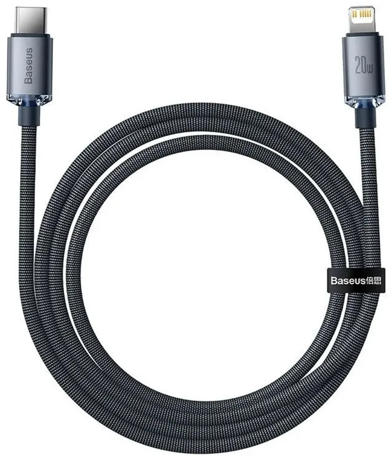 Crystal - Shine Series kabel USB-kabel voor snel opladen en gegevensoverdracht USB Type C - Lightning 20W 1,2m zwart - (CAJY000201) de Baseus en Noir, Bleu – photo produit