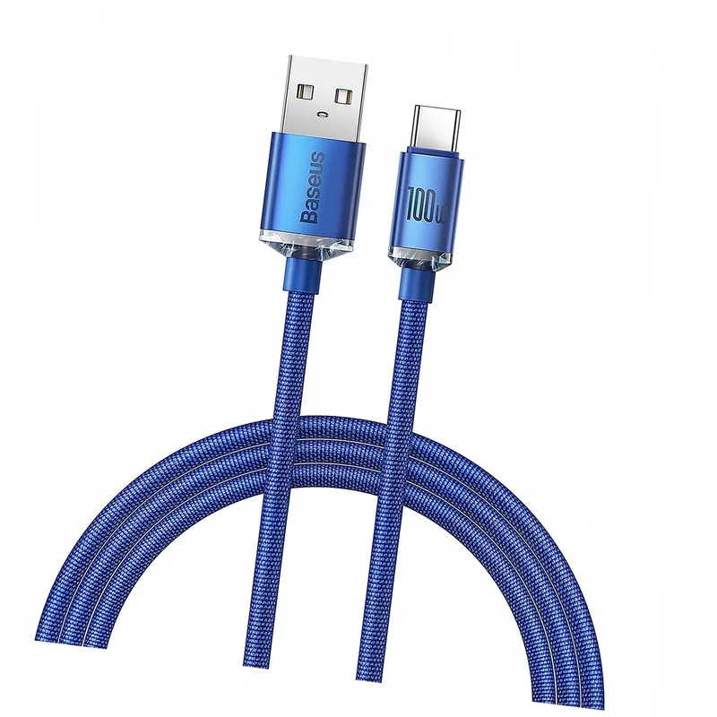 Crystal Shine USB-C Kabel 100W 1.2m Blauw - Snel Laden & Data by Baseus – product photo