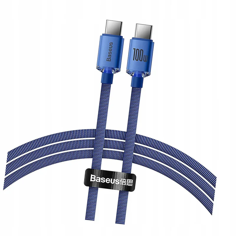 Crystal Shine USB-C naar USB-C Kabel - 100W PD, 1.2m, Blauw by Baseus – product photo