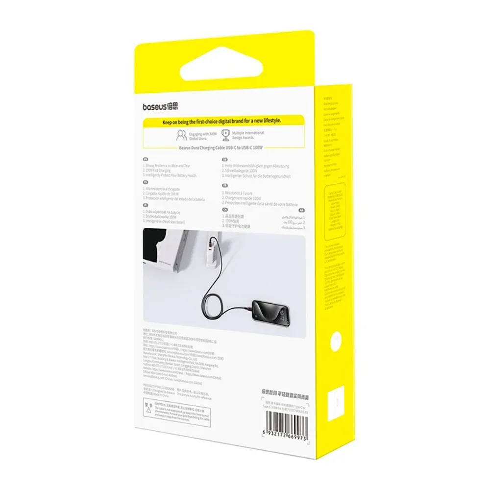 Duurzame Usb-c-naar-usb-c-snellaadkabel 2 M 100w van Baseus – productfoto