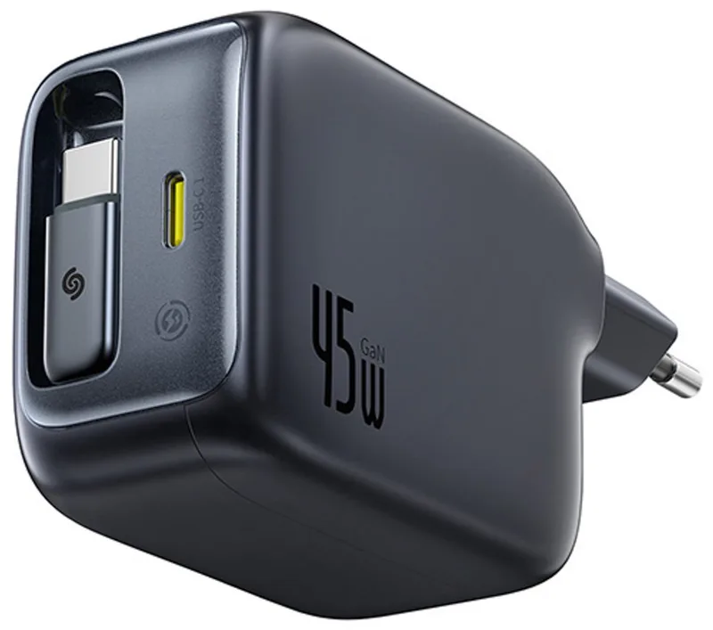 EnerCore CJ11 45W USB-C Snellader met Ingebouwde USB-C Kabel by Baseus in Black – product photo