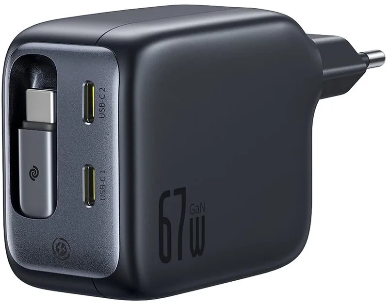 EnerCore CJ11 67W USB-C Snellader met Ingebouwde USB-C Kabel by Baseus in Black – product photo