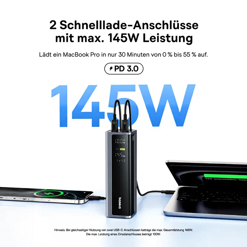 EnerGeek GP12 Digitalanzeige Schnelllade-Powerbank 20800 mAh 145 W Spacegrau de Baseus – photo produit
