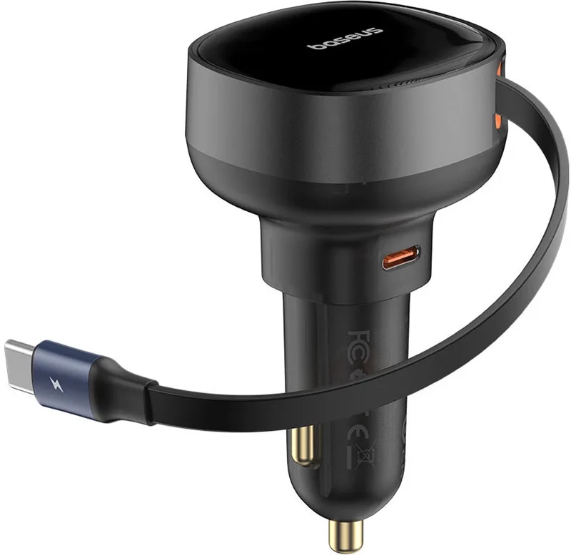 Enjoyment - Pro USB-C - (vrouwelijk) / USB-C - (mannelijk) - autolader - 60W by Baseus in Black – product photo