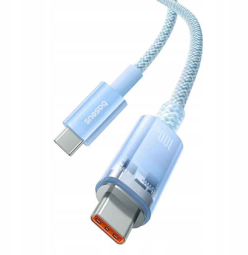 Explorer USB-C Kabel 100W PD, Temperatuur Sensor, 1m Blauw från Baseus i Transparent – produktbild