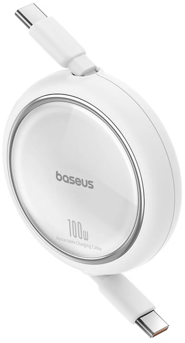 Free2Draw - Mini USB-C - USB-C 100W 1m intrekbare kabel de Baseus en Blanc – photo produit