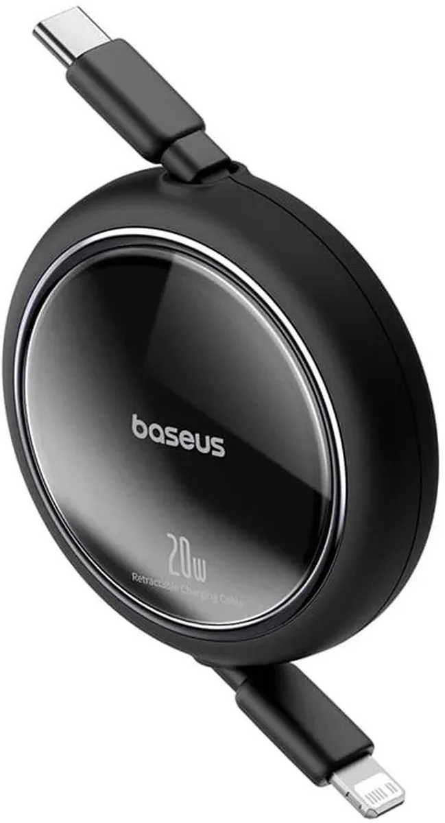 Free2Pull Oprolbare USB-C naar Lightning Kabel 20W PD 1M från Baseus i Svart – produktbild