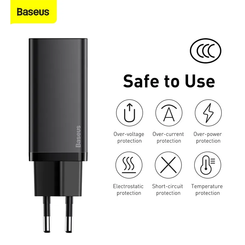GaN2 Lite C+U 65W GaN-snellader EU Zwart, compatibel met iPhone 18-serie, iPhone 18 Pro/Pro Max/Duo by Baseus – product photo