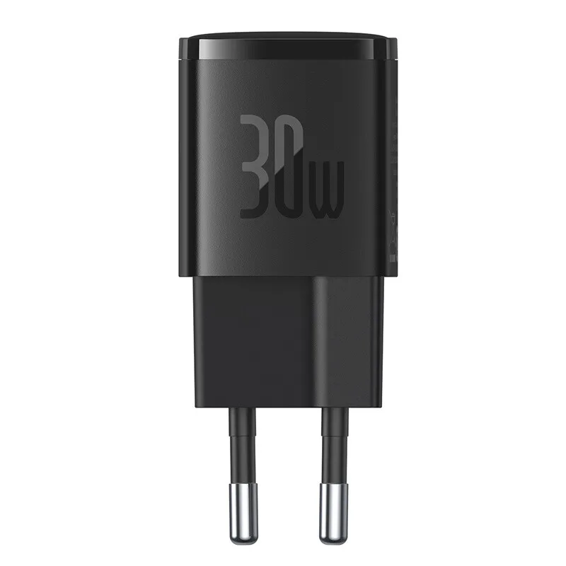 GaN5 30W kompakt Schnellladegerät USB-C PD, schwarz, kompatibel mit Samsung, Google Pixel van Baseus – productfoto