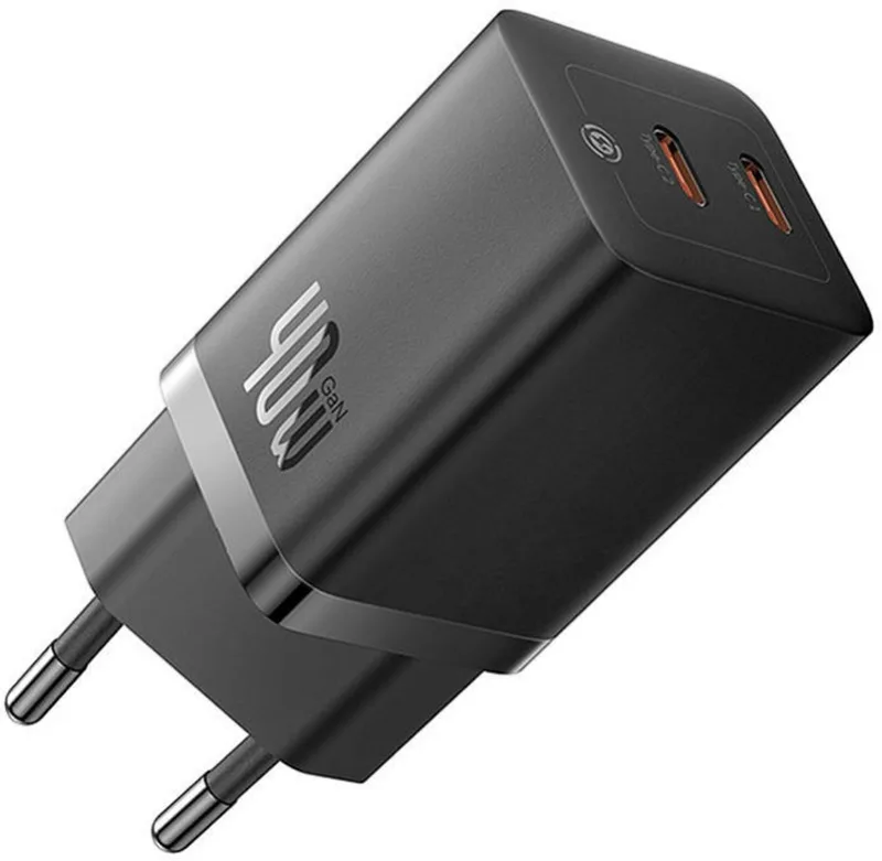 GaN5 Pro 40W Compacte Fast Charger Duo USB-C fra Baseus i Sort – produktbillede