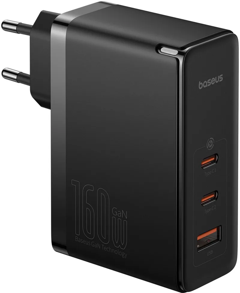 GaN5 Pro | Snellader - 2x USB-C + 1x USB-A - 160 watt by Baseus in Black – product photo