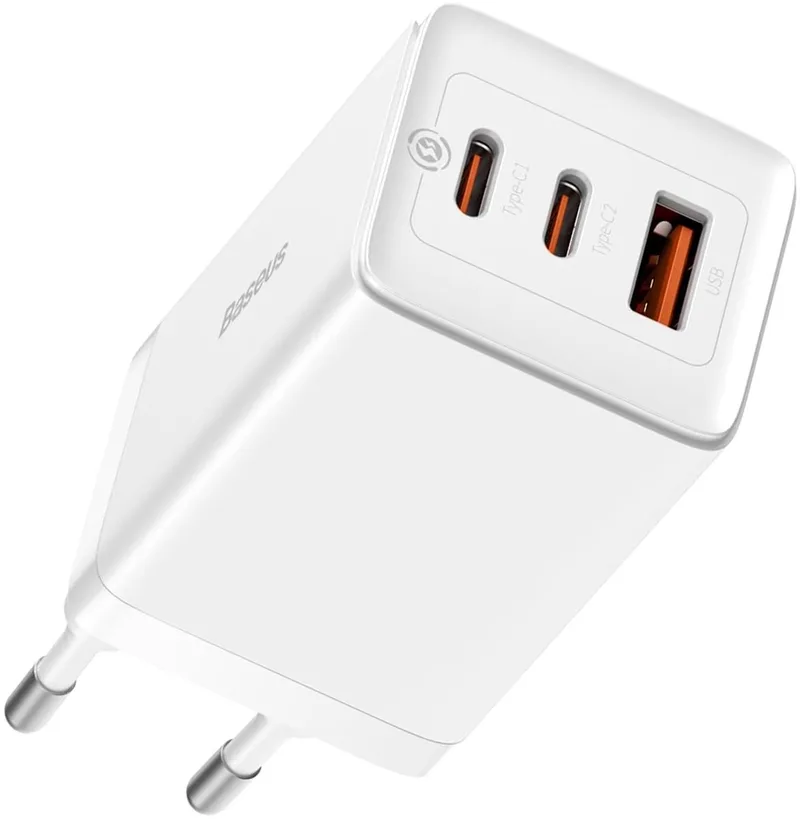 GaN5 Pro Snellader 65W PD 3.0 + 100W USB-C Kabel 1M by Baseus in White – product photo