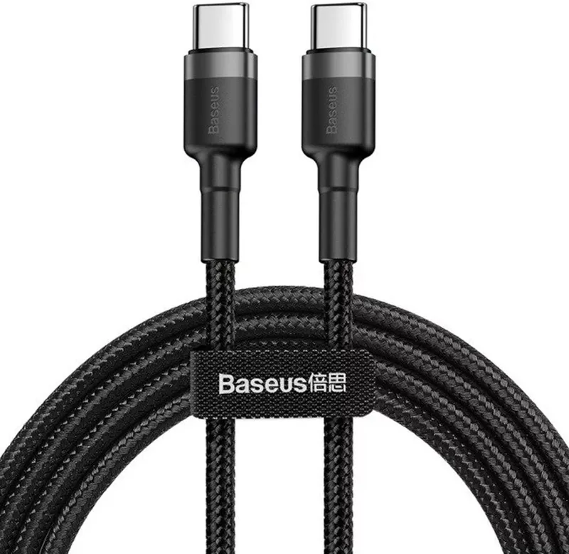 Geweven Nylon USB-C naar USB-C Fast Charge Kabel 1M Grijs - 3A Max by Baseus in Transparent – product photo