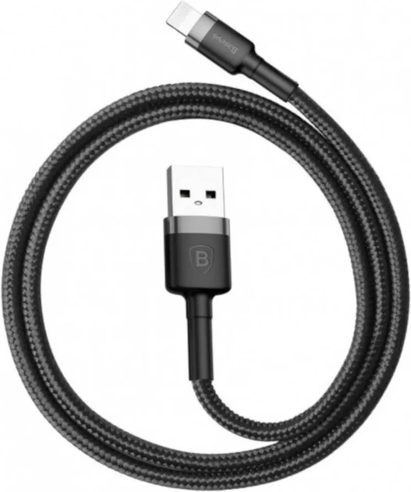 Geweven Nylon USB naar Lightning Kabel 1M - Grijs by Baseus in Black, Grey – product photo