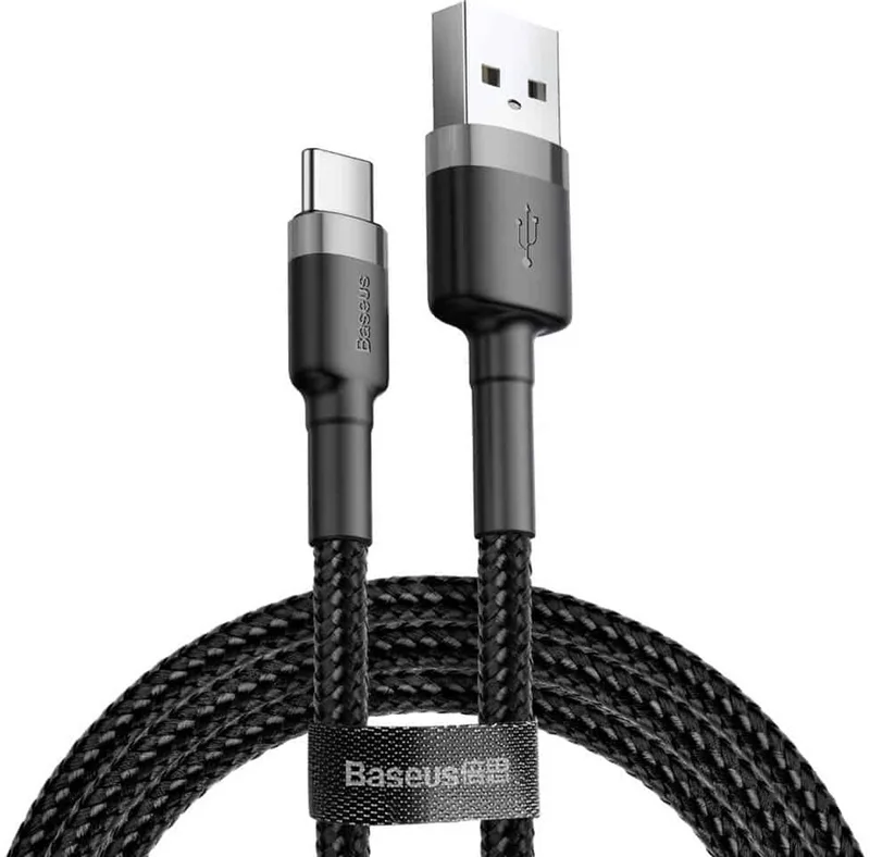 Geweven Nylon USB naar USB-C Snellaadkabel 1M Grijs by Baseus in Transparent – product photo