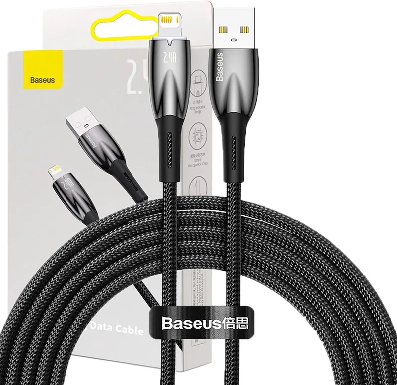 Glimmer - Series kabel USB-A - Lightning 480Mb/s 2,4A 2m by Baseus in Black – product photo