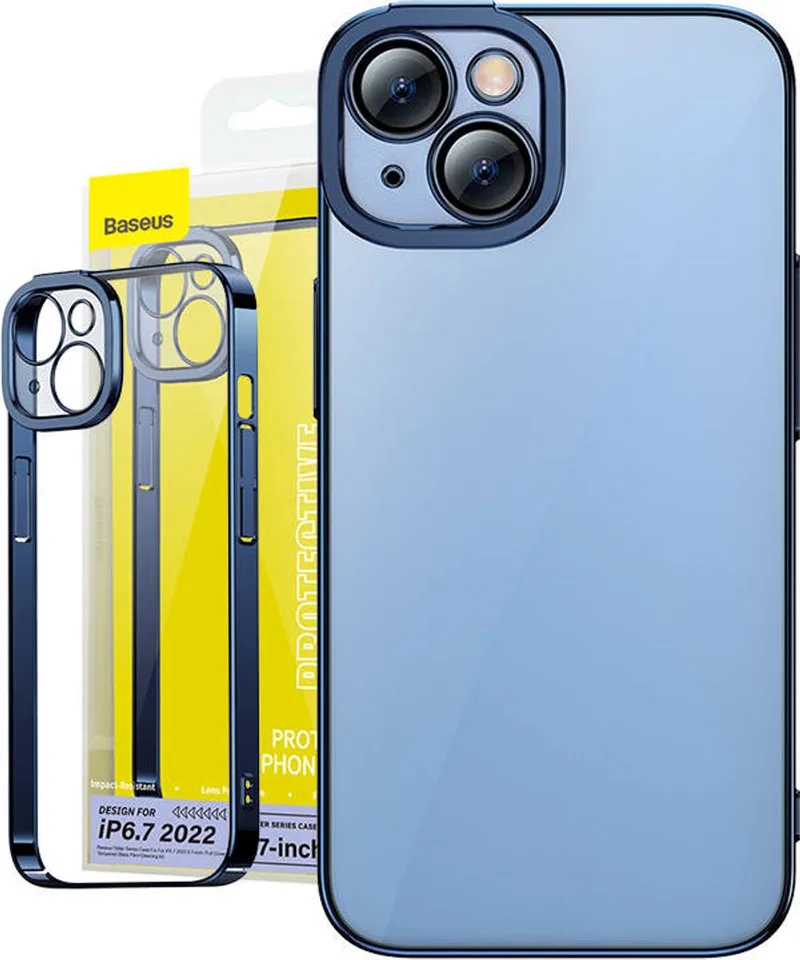 Glitter Clear Case En Gehard Glazen Beschermhoesset Voor Iphone 14 Plus (Blauw) by Baseus – product photo