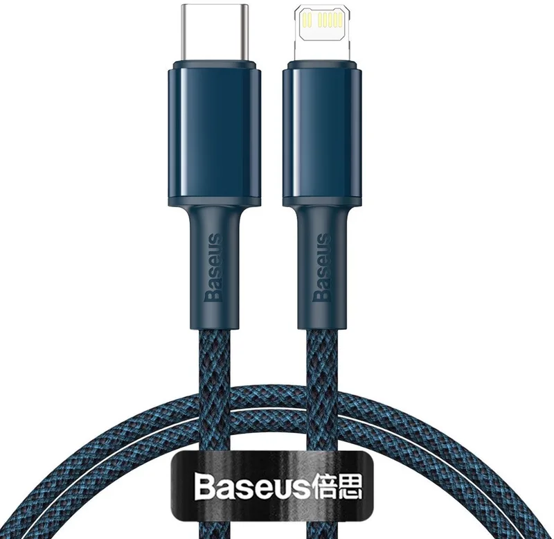 High Density Braided Usb-C Naar Lightning-Kabel, 20W, 5A, Pd, 1M fra Baseus i Blå – produktbillede