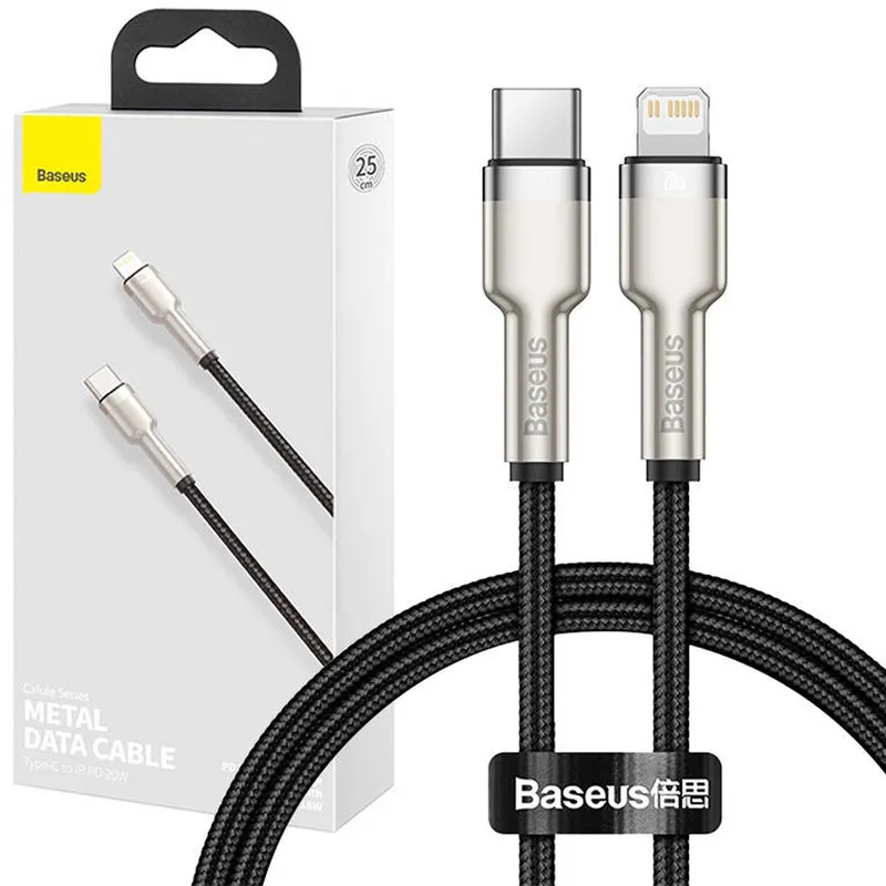 Kabel Usb-C Naar Lightning 20W Voor Iphone 12 13 14 0,25M Snel von Baseus in Schwarz – Produktfoto