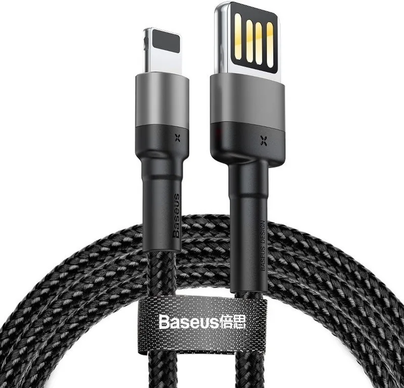 Lightning Kabel 1.5A Usb Voor Iphone 2M Dubbelzijdig Snel de Baseus en Gris, Noir – photo produit