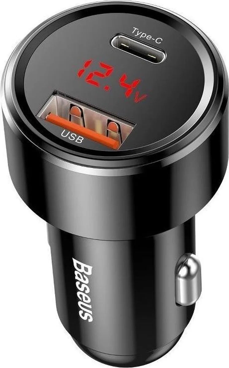 Magic Autolader USB en USB-C - FastCharge 4.0 PD 45W by Baseus in Black – product photo
