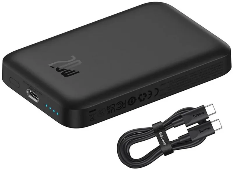 Magnetic Mini Air - Powerbank - 6000mAh - 20W - Inductief Laden - Magnetisch Bevestiging från Baseus i Svart – produktbild