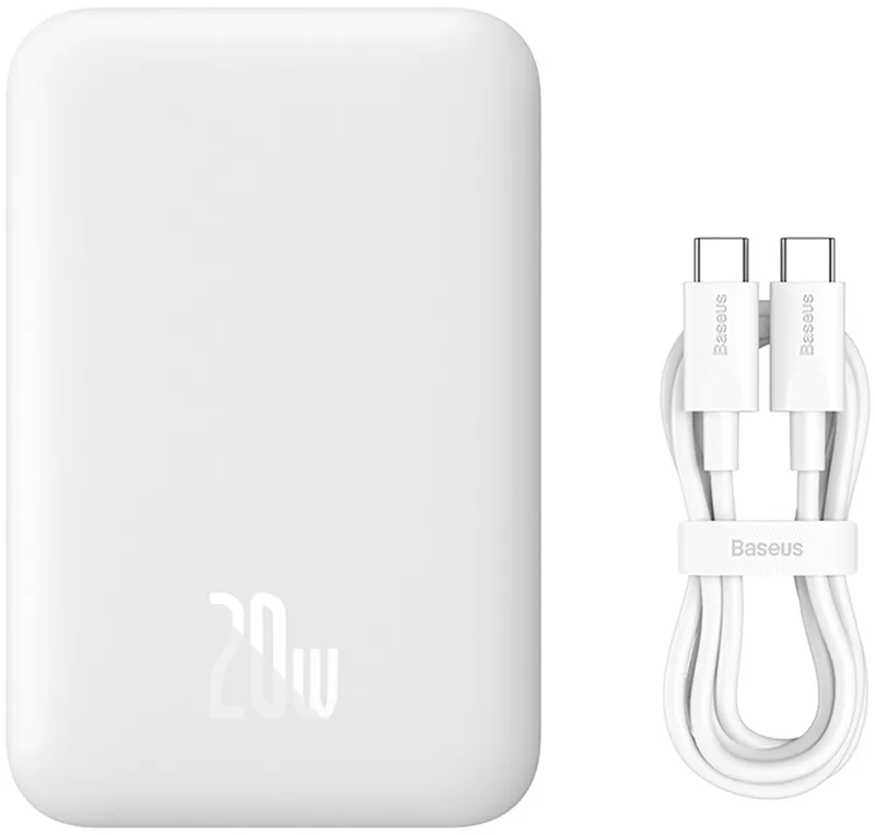 Magnetic Mini Serie - Powerbank - 6000mAh - MagSafe Compatibiliteit - 20W Snel Laden von Baseus in Weiß – Produktfoto