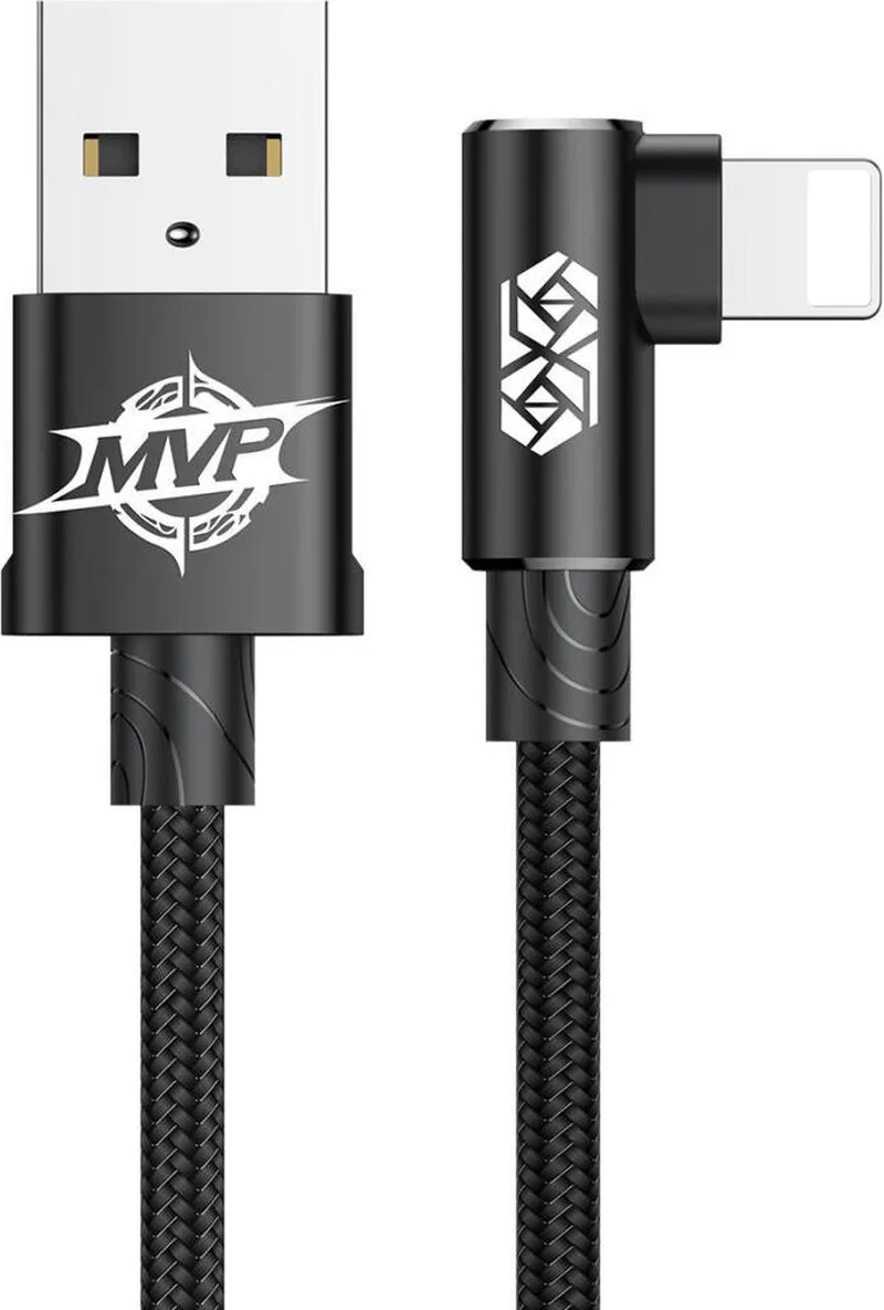 MVP USB Naar Lightning Oplaad Kabel 90 Graden Gaming Kabel by Baseus in Black – product photo