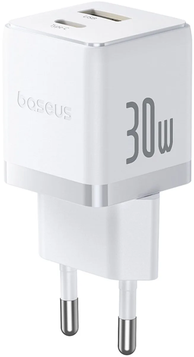 Palm Wall Charger 30W Usb-C Usb-A Voor Snelle Telefoons by Baseus in Transparent – product photo