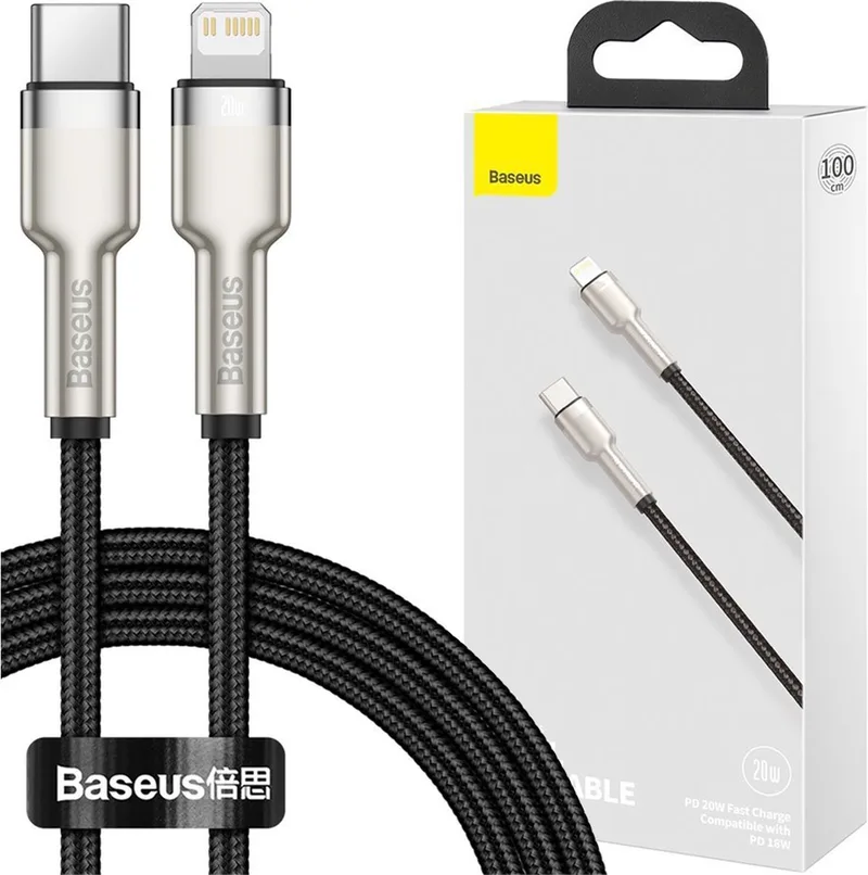 PD 20W USB C naar Lightning kabel - 100cm - Geschikt voor Apple iPhone 12 by Baseus in Black – product photo