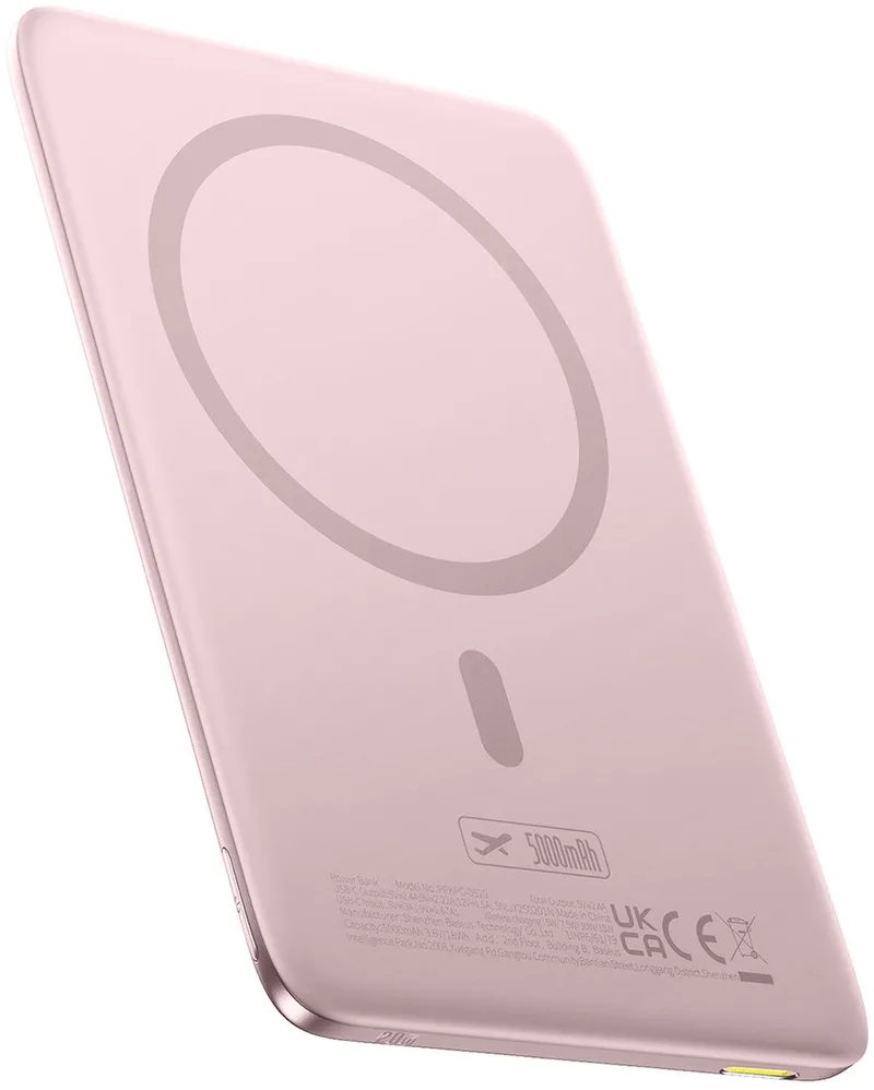 PicoGo AM41 - Powerbank - Ultra-Slanke 5000mAh - USB-C MagSafe by Baseus in Pink – product photo