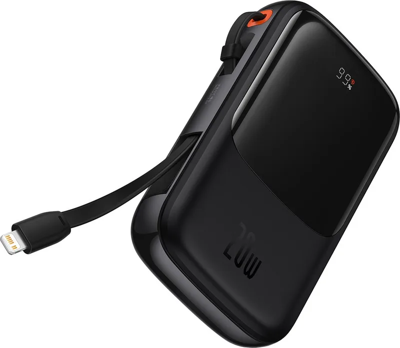 Powerbank - 10000mAh - 20W Baseus Qpow Pro Overseas Edition + USB C 3A kabel by Baseus in Black – product photo