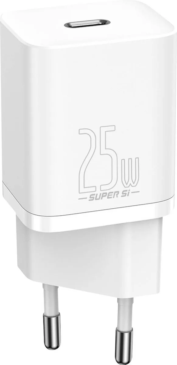 Reislader 25W met USB C naar USB C Kabel 1 meter - Fast Charging compatible van Baseus in Wit – productfoto