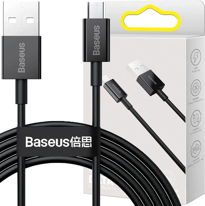 Superior - USB-A/micro USB 2A kabel 2m fra Baseus i Sort – produktbillede