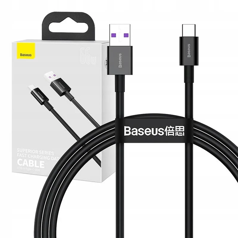 Superior USB-C-kabel 66W, 1m, Zwart van Baseus – productfoto