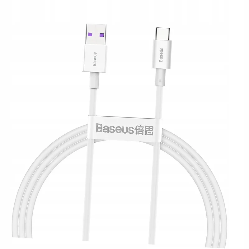Superior USB-C Kabel 66W 6A 1m Wit van Baseus – productfoto