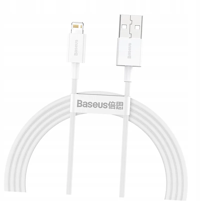 Superior USB Lightning Kabel 2.4A 1.5m Wit van Baseus – productfoto