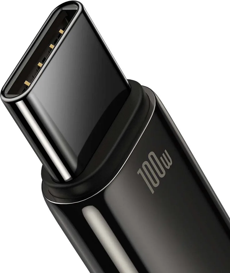 Tungsten Gouden USB-A Naar USB-C Snellaad Kabel - 100W - 1 Meter Kabel van Baseus in Zwart – productfoto