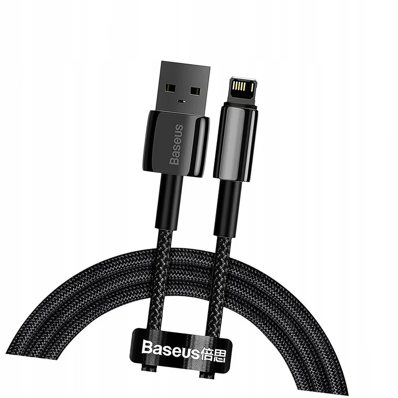 Tungsten USB Lightning Kabel 2.4A 1m Zwart van Baseus – productfoto