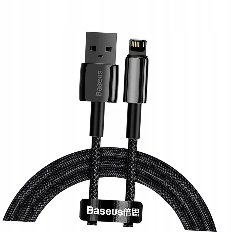 Tungsten USB Lightning Kabel 2.4A 1m Zwart van Baseus – productfoto