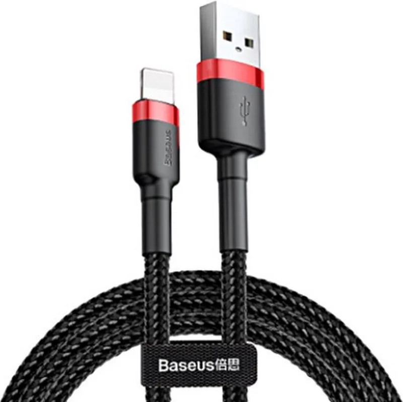 Universele USB naar Lightning kabel - Geschikt voor o.a. Apple/iPhone en andere apparaten - 2 Meter - 2.5A - Zwart/Rood de Baseus en Noir, Rouge – photo produit